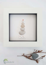 Load image into Gallery viewer, I am Zen - Handmade Zen Pebble Art & Love 5" White Box Picture Frame - thewillowheartist