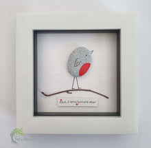 Load image into Gallery viewer, Customised Robin Pebble Art &amp; Willow 5&quot; White Box Picture Frame - thewillowheartist
