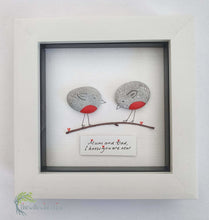 Load image into Gallery viewer, Customised Robins Pebble Art &amp; Willow 5&quot; White Box Picture Frame - thewillowheartist
