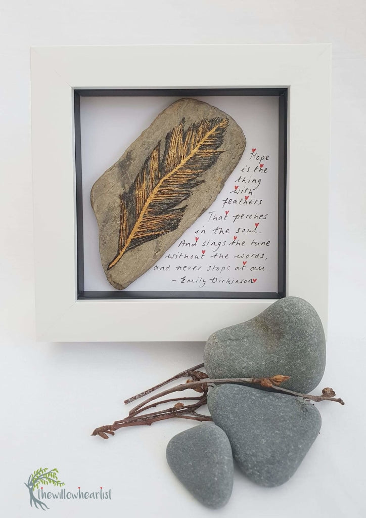 Hope Feather & Poem Pebble Art  5