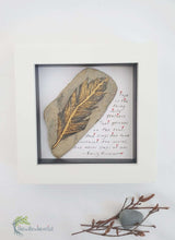 Load image into Gallery viewer, Hope Feather &amp; Poem Pebble Art  5&quot;White Box Picture Frame - thewillowheartist
