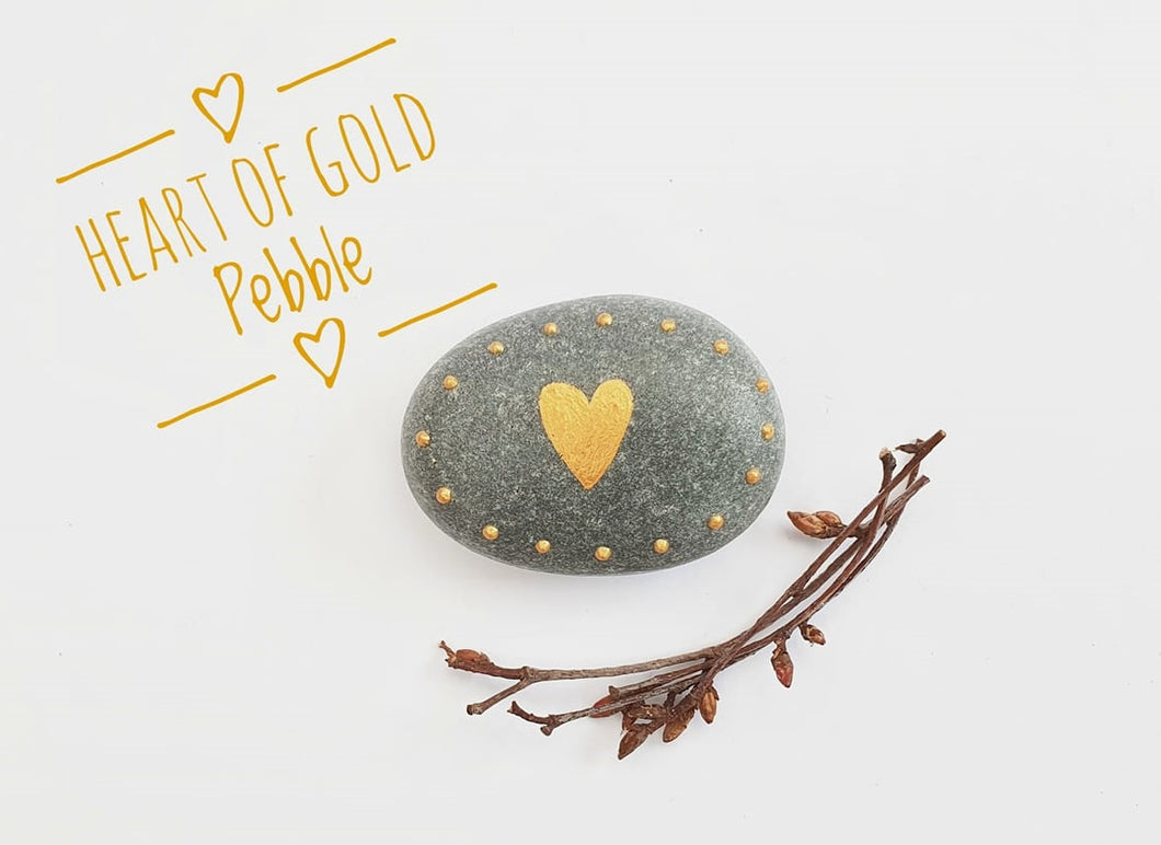 Heart of Gold Pebble - thewillowheartist